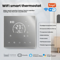 Termostato Inteligente Wifi con Pantalla Táctil, Control por Voz, Programación Semanal, Espejo Electrochapado para Calefacción por Suelo Radiante Eléctrico, Caldera de Gas
