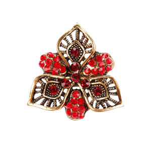 Broches y Alfileres Personalizados de Aleación Chapada en Oro con Diseño Floral Vintage y Cristales de Estrás, Joyería de Moda para Regalo Musulmán y Fiestas - Product Image 5