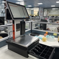 Báscula Digital Todo en Uno para Calcular Precios, Báscula de Comunicación POS para Punto de Venta con Impresora