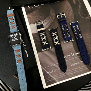 Bracelet créatif en denim premium décontracté et tendance avec lignes croisées pour Apple Watch S9, iWatch 6/7/8/SE - Product Image 1