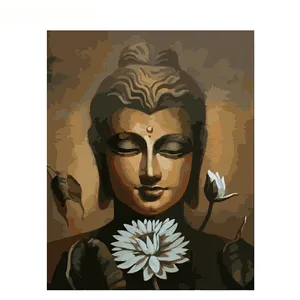 Chenistorie 991681 Diy Painting Lotus Buddha Slaapkamer Decor Muurkunst Op Canvas Muurafbeeldingen Op Nummer Witte Olie Klassiek