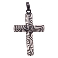 Collier Croix Gothique en Acier Plaqué Or Damas Poli Miroir, Designs Croix, Bijoux Fins en Gros Cheng Jewelers