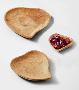 Teak Wood Heart Shaped Serving <b>Tray</b> - Product Image 1