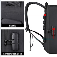 Logo personnalisé pour hommes antivol étanche sac pour ordinateur portable USB coque dure doublure en polyester Oxford motif géométrique fermeture à glissière