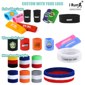 <span class=keywords><strong>IRun</strong></span> Striped Sweatbands Pulsera deportiva Muñequera de algodón Tenis Entrenamiento Banda para el sudor para hombres y mujeres - Product Image 4