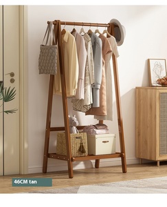 Perchero de bambú de doble capa para interiores, colgador de doble capa para el hogar y tendedero para diseño de varilla de suelo de dormitorio - Product Image 6