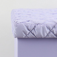 Boîte de rangement carrée en polyester écologique de luxe lavande avec couvercle matelassé et poignée à œillets pour vêtements, organisateur multifonctionnel pour la maison