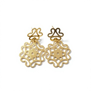 Pendientes Colgantes de Latón Chapado en Oro, Pendientes Grandes de Filigrana para Mujer, Regalo para Fiesta o Boda - Product Image 1