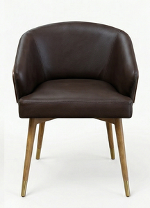 Modern Leather <b>Tub</b> <b>Chair</b>, featuring a solid teak wood frame and cozy boucle upholstery perfect for Scandinavian minimalist - Product Image 2