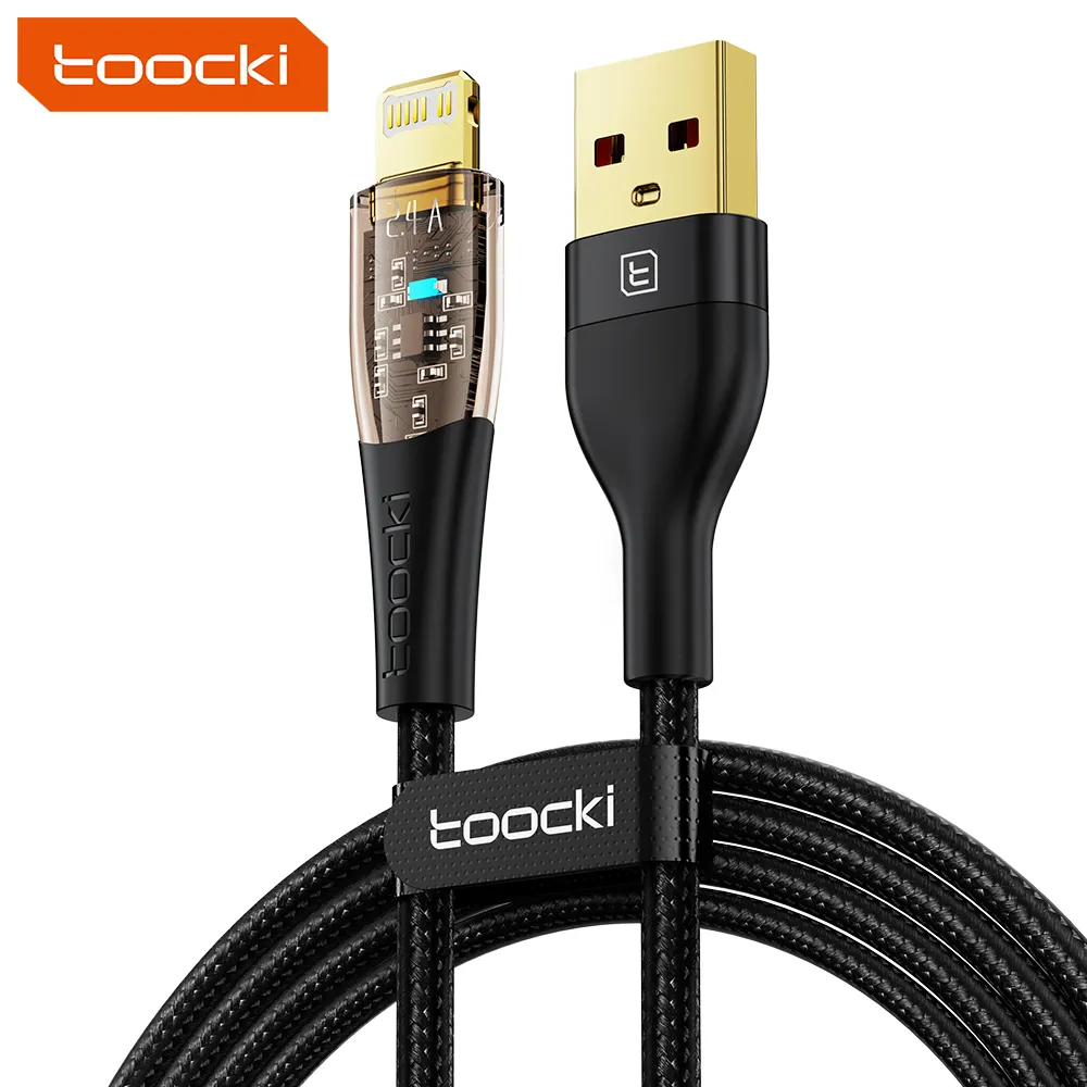 Toocki newest 6a 66w usb c data charging cable nice color nylon usb c transparent date fast charger cable