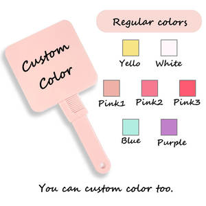 ฉลากส่วนตัวโลโก้ที่กําหนดเองด้านเดียวพลาสติกขนาดเล็กมือถือสแควร์หัวใจ OEM เครื่องสําอางแต่งหน้าหวีกระจกมือสําหรับผู้หญิง - Product Image 6