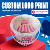 Grand récipient transparent à paroi simple en PP pour pop-corn, 2,2 L, seau à collation de qualité alimentaire pour stand de concession de cinéma