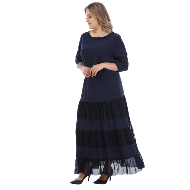 Vestido estilo navy plus size maxi modi, roupa feminina modular ocasional, estilo moderno, elegante, de alta qualidade