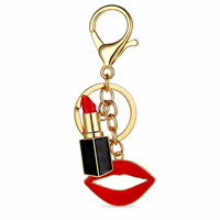 Porte-clés porte-clés promotionnel métal doux émail dur rouge à lèvres personnalisé lèvres rouges Logo 3D 2D fermoir homard avec conception libre