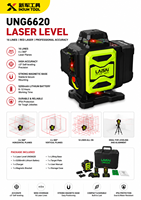 Niveau laser croisé vert Huake 4x360 auto-nivelant avec base rotative et batterie au lithium pour le bricolage et la pose d'images à la maison