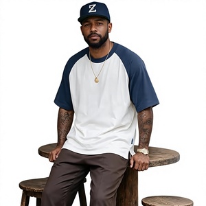 Men's Oversized White Cotton <b>T</b>-<b>Shirt</b> Short <b>Sleeve</b> O-Neck Casual Solid Color <b>Raglan</b> <b>Sleeve</b> Blank Beazer Sports Eco-Friendly 230g - Product Image 4