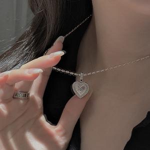 S925 Pure Silver Four-Star Pendant with <b>Vintage</b> Brushed Heart-Shaped Design Simple <b>French</b> Style Platinum Main Material - Product Image 3