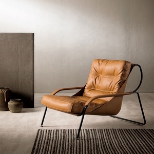 Ghế Tách Cà Phê Thiết Kế Sang Trọng Châu Âu Ghế Thư Giãn Bằng Da Nhân Tạo Giải Trí Màu Cam Bán Sỉ - Product Image 2