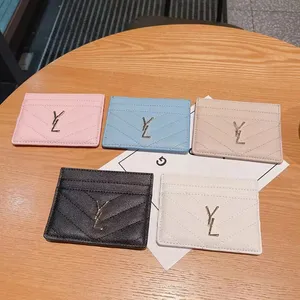 New two sides insert custom logo luxury card holder leather men credit name card ID business bus luxury card holder