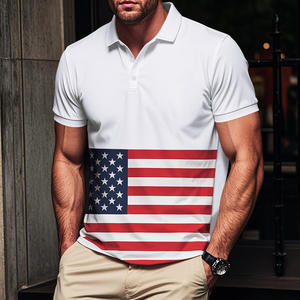 2025 verano hombres Casual para Polo para <span class=keywords><strong>Amazon</strong></span> bandera colorida creativa <span class=keywords><strong>3D</strong></span> media cremallera Camiseta 100% poliéster cuello vuelto - Product Image 6