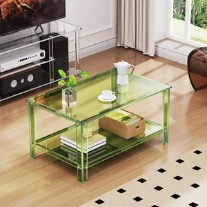 Piccolo tavolo da caffè in acrilico mensola verde rettangolo tavolo centrale per mobili per la casa per piccoli spazi soggiorno mobili - Product Image 6