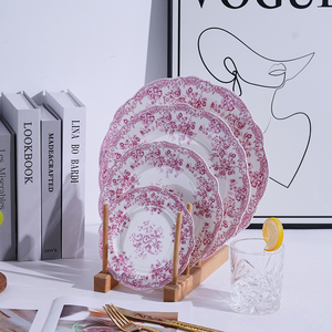 Morandi-style <strong>Small</strong> Flowers Bone China Dinnerware Ceramic <strong>Dinner</strong> Set Vintage Charger <strong>Plate</strong> for Wedding&amp;Party&amp;Rental - Product Image 1