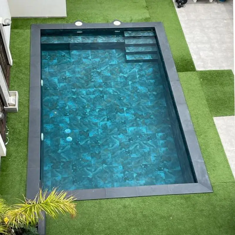 ocean sea blue glass swimming pool mosaic tile fiberglass inground outdoor swimming pool for sale