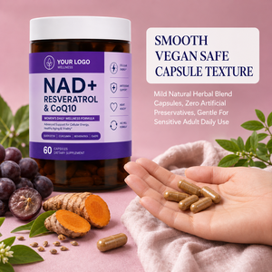 Hot Selling Bulk Dietary <b>Supplement</b> NAD Resveratrol CoQ10 Quercetin Curcumin Womens Cellular Energy Heart Health Capsules - Product Image 2