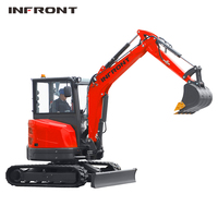 Livraison gratuite  INFRONT 3 tonnes 3,5 tonnes Moteur Kubota Excavatrices à chenilles Machine hydraulique Petit excavateur EPA Mini excavateur domestique