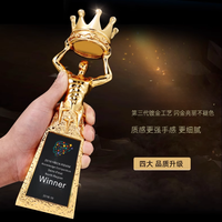 Trophée de la couronne sur mesure Creative Resin Team Glass Trophy Production Gravé Fitness Beauty Beauty Champion Medal