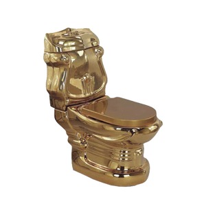 Inodoro <span class=keywords><strong>de</strong></span> una Pieza <span class=keywords><strong>de</strong></span> Cerámica para Baño, Diseño <span class=keywords><strong>de</strong></span> Lujo, Estilo Real, Electrochapado en Oro Blanco, Sanitario Dorado - Product Image 2