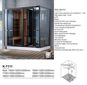 ห้องซาวน่า<span class=keywords><strong>ไม้</strong></span>สำหรับ <span class=keywords><strong>2</strong></span> คน พร้อมห้องอบไอน้ำกระจกนิรภัย ห้องอาบน้ำอเนกประสงค์สำหรับสวน - Product Image 2