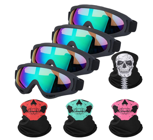 Lunettes de moto tout-terrain, VTT, motocross, course, ski, lunettes de sécurité avec 4 cache-cou, bandana, masque facial - Product Image 2