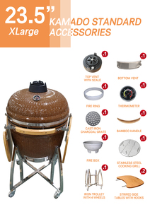 Barbecue Kamado en céramique Auplex de 23 pouces, fumoir au charbon de <span class=keywords><strong>bois</strong></span>, <span class=keywords><strong>four</strong></span> de barbecue extérieur, parrilla pour jardin, fête, camping, cuisine - Product Image 5