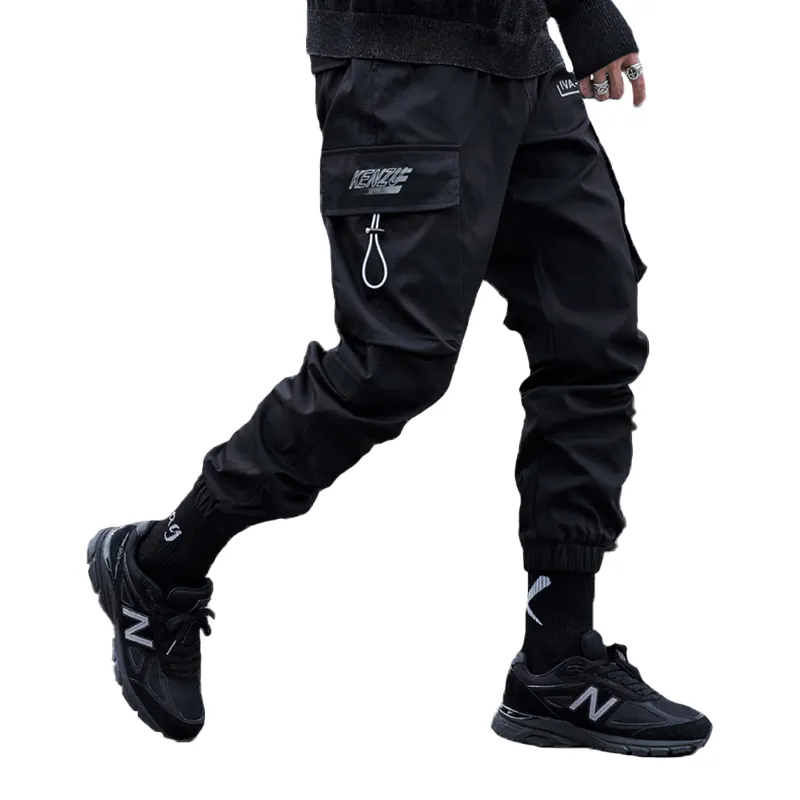 Özel logo ucuz erkek chinos pantolon kargo eşofman altı streetwear çalışma harem siyah taktik pantolon