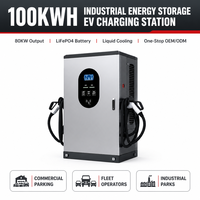 Système de stockage d'énergie industriel LiFePO4 OEM 100 kWh, station de recharge pour véhicules électriques 80 kW, refroidissement liquide, double pistolet, IP54, certifié CE