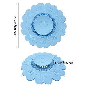 Sunflower Silicone Drain Filter Anti Odor Sink Drain Stopper Hair Catcher Bathroom <b>Kitchen</b> Sewer Anti-clog Floor Drain Cover - Product Image 5