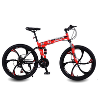 Vélo de montagne pliable pour adultes de 24, 27, 27,5 et 29 pouces, 21 vitesses, en alliage d'aluminium, freins à disque, cadre entièrement amorti