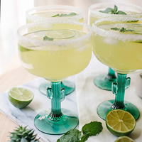 Verres à vin et margaritas personnalisés en forme de cactus soufflés à la main, couleur verte, pour cocktails, bières, boissons, cadeau de mariage, vente en gros