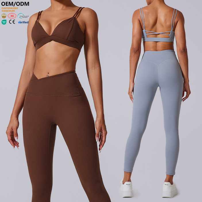 XW-YWX2897 Wholesale New Design Chest Pad Versatile Gym Clothing Breathable Cross Back Women Custom v Neck Yoga Sports Bra