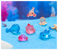 Dessin animé Mini résine lueur animaux Figurine minuscules créatures marines 3D poisson pieuvre ermite crabe baleine homard sacs aveugles poupée de jardin