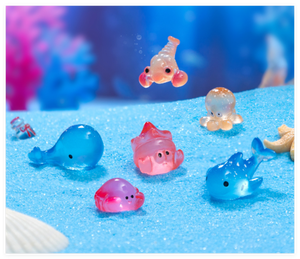 Dessin animé Mini résine lueur animaux <span class=keywords><strong>Figurine</strong></span> minuscules créatures marines 3D poisson pieuvre ermite crabe baleine homard sacs aveugles poupée de jardin - Product Image 5