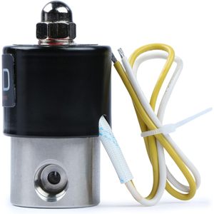 États-Unis Vanne solénoïde électrique en acier inoxydable massif de 1/4 po, 110 V CA, normalement fermée, Viton - Product Image 3