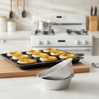 Gobelets ronds jetables en aluminium de 8 oz avec couvercles, couleur argent, pour soufflé, sauce ou gâteau, avec logo, conteneur ovale en aluminium