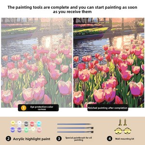 Dipinto a Olio Digitale 40 X 50, <span class=keywords><strong>Paesaggio</strong></span> Dipinto a Mano, Colorazione Decorativa per Bambini, Stile Cartone Animato, Cornice in Legno Massello - Product Image 4