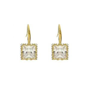 Pendientes de Cristal Q de June, con Baño de Oro de 18K, Engaste de Bisel, Diseño Geométrico Cuadrado, para Uso Diario, Estilo Clásico para Mujer - Product Image 4