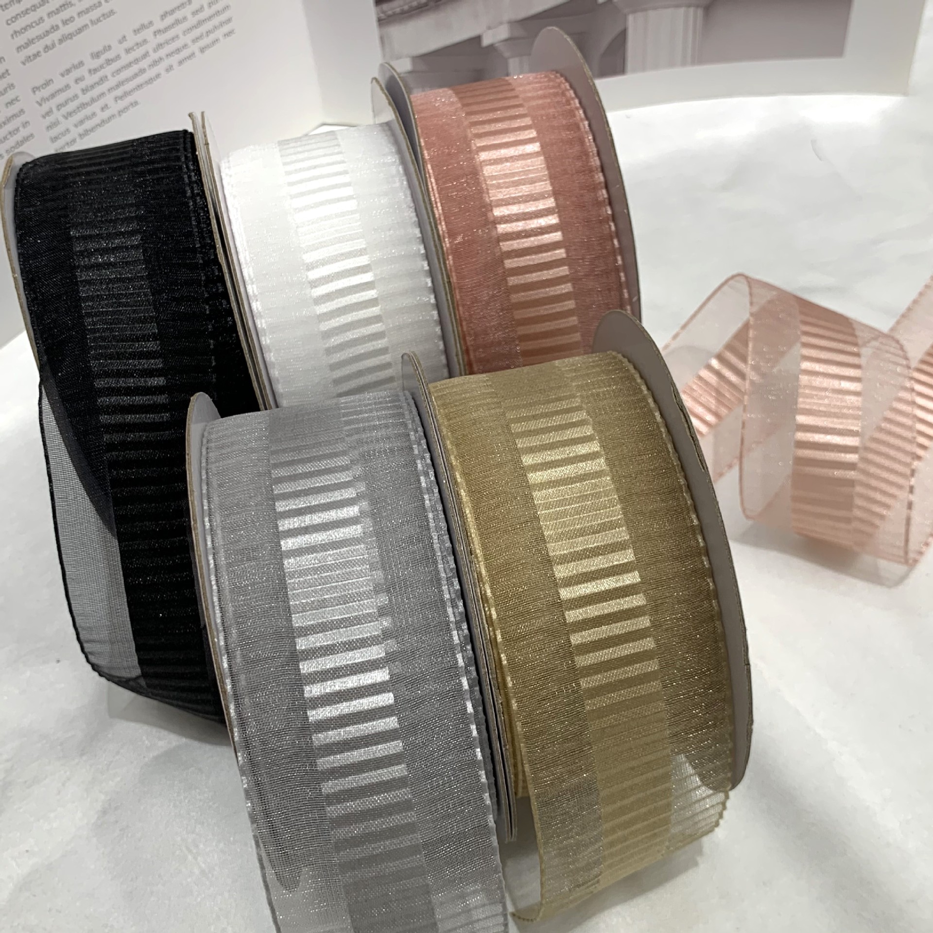 1.5 Inch Half Satin Half Yarn Fold Yarn Color Series Christmas Flower Packaging Ribbon Shoe Socks Bow Accessories China