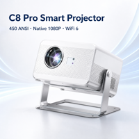 Projecteur Android 450 Ansi, résolution native 1080P, compatible 4K, Wifi 6, home cinéma, extérieur, vidéo pour entreprise
