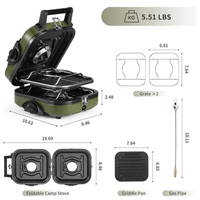 Offre Spéciale petit voyage Portable Double cuisinière à gaz avec four 2 brûleurs cuisinière à gaz Table Design Rv Commercial Mini cuisinière Butane