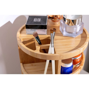 Organisateur de cosmétiques en bambou, carrousel de maquillage, organisateur de bureau, carrousel de rangement multifonction pour le maquillage, les articles de toilette et plus encore - Product Image 2